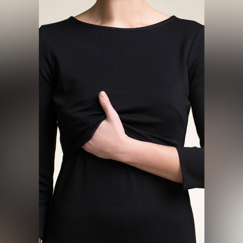 Boob Designs Long Sleeve Boat Neck Black Maternity/Nursing Dress, MSRP $109, XL - Picture 5 of 12